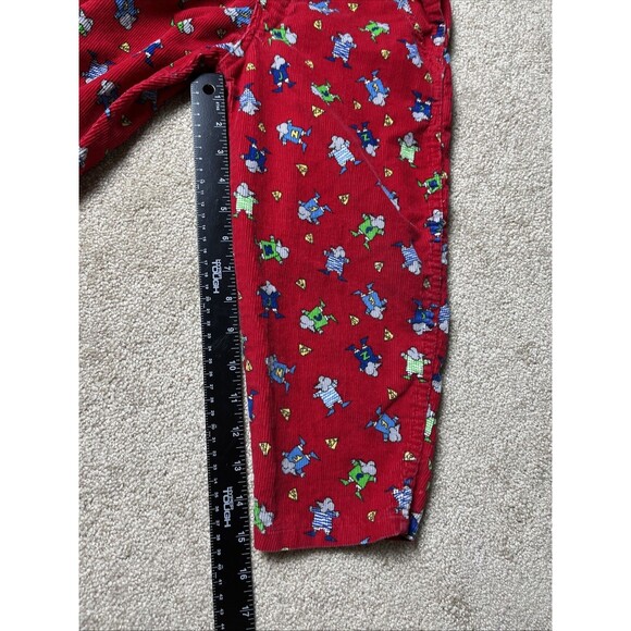 VTG 90s Cute Cumber Toddler 4T Red Corduroy Overalls Mice Cheese Print‎ Playwear - Picture 14 of 16